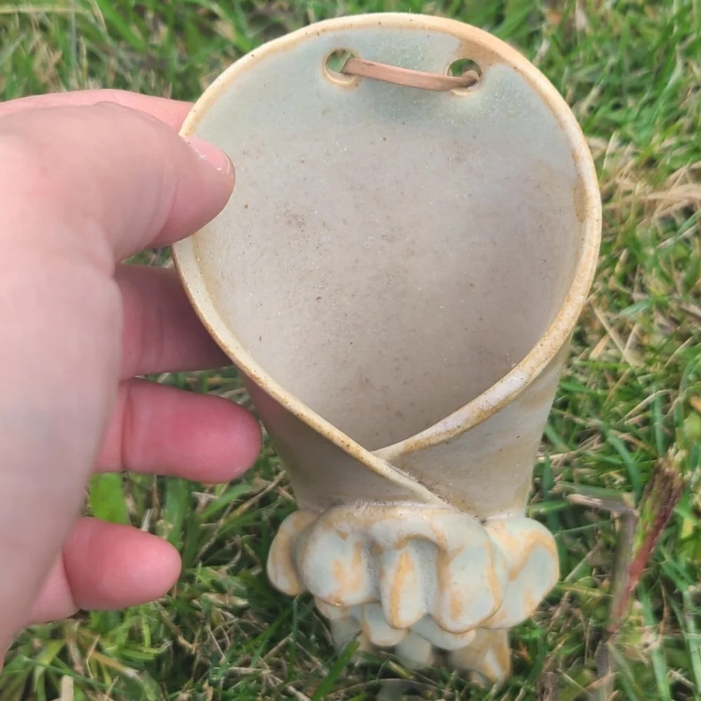 Pottery Wall Pocket with Mushrooms - Picture 2 of 6